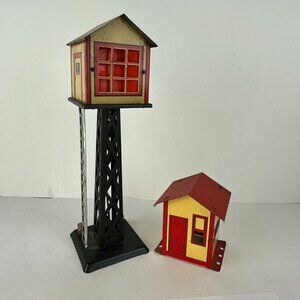 Vintage Erector Tin Litho Signal Tower & House Set